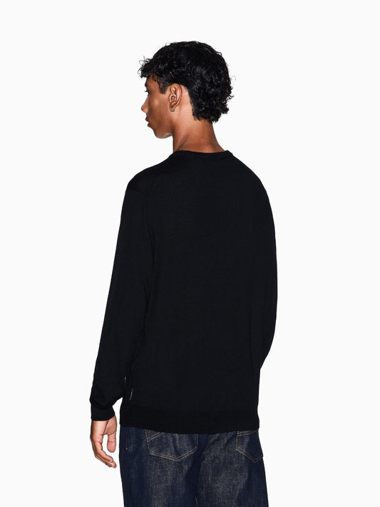 Armani Exchange Maglione girocollo in lana vergine Uomo Nero