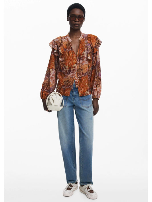 Blusa romantica paisley Donna Arancione