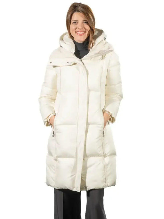 Satinette Giacca Invernale Lunga Donna Bianco Gesso