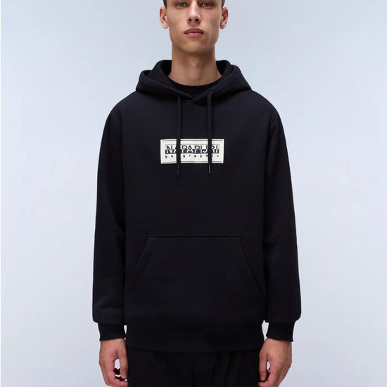 Napapijri Felpa con Cappuccio Box Logo Uomo Nero NP0A4I19 041 NAPAPIJRI 