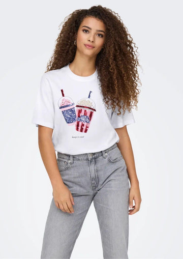 Only T-Shirt Donna Burst Bianca