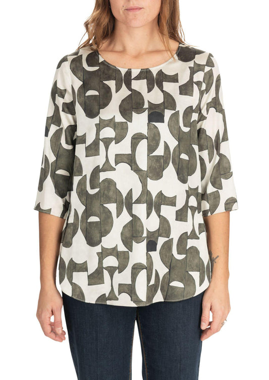 Blusa Donna Bianco atte e Verde Militare