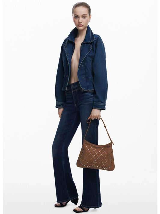 Desigual Borsa effetto pelle traforata media Donna Marrone
