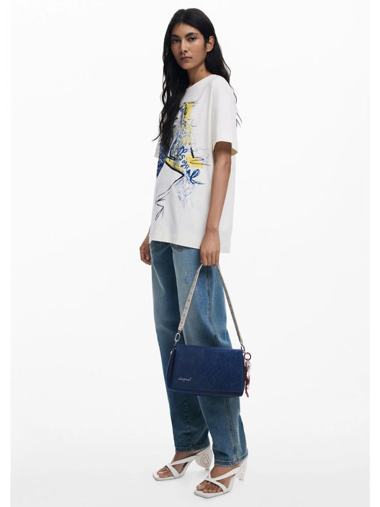Desigual Borsa a tracolla piccola con rilievo mandala Donna Blu