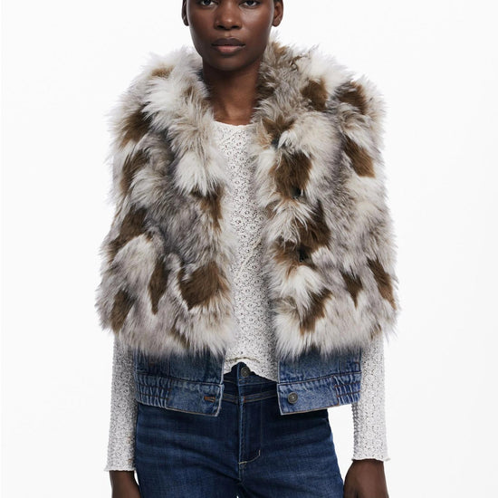 Desigual Gilet di Jeans con Pelliccia Sintetica Donna 25WWEW57 6008 DESIGUAL 
