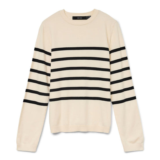 Vero Moda Maglione Donna Saba Bianco Panna A Righe Nere 10309324 Birch BLACK VERO MODA 