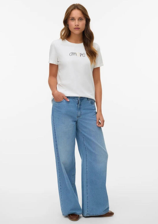 Vero Moda - Women's Ikami White Jumper with Love Print