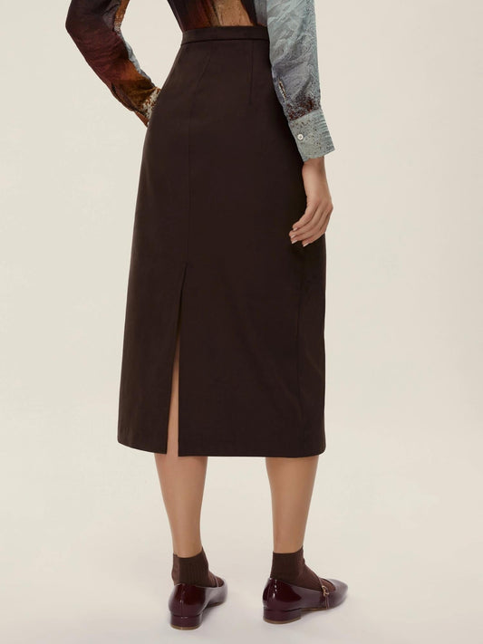 Emme Marella Women's Stretch Pencil Skirt Straight Dark Brown