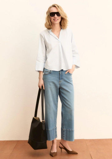 Emme Marella Camicia Donna Emmadorno Bianca Righe Azzurre