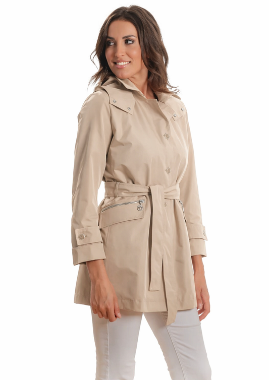 Satinette - Women's Beige Trench Coat