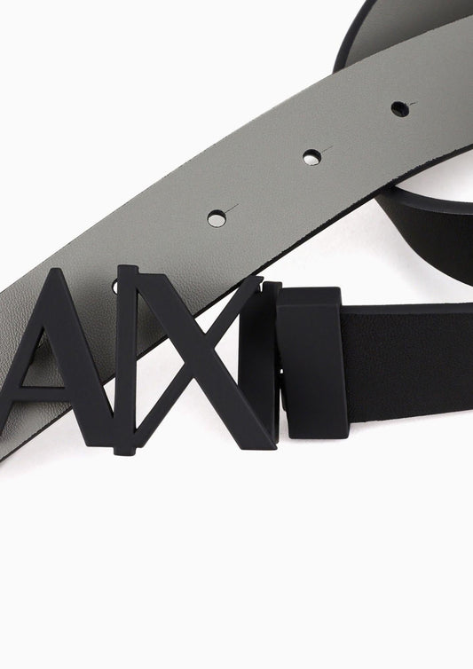 Armani Exchange - Cintura Uomo Nera Logo Nero