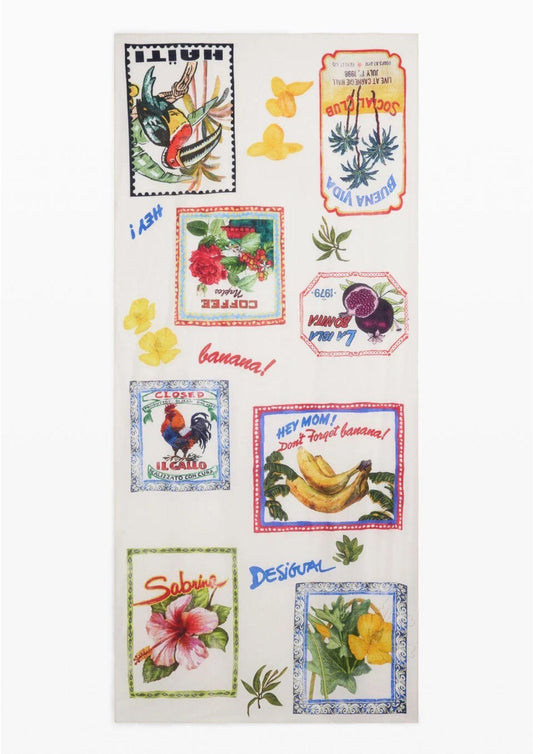 Foulard Donna Paradise Rectangle Bianco