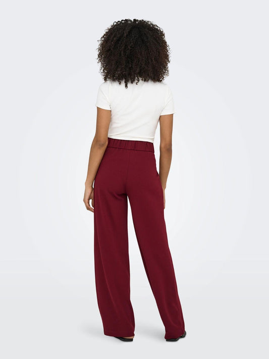 Jacqueline De Yong JDYGEGGO Wide Leg Fit Pantaloni a gamba larga Donna Cabernet