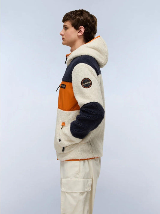 Napapijri Felpa in Pile con Cappuccio e Zip Yupik Uomo Multicolour NP0A4GNS MM9 NAPAPIJRI 