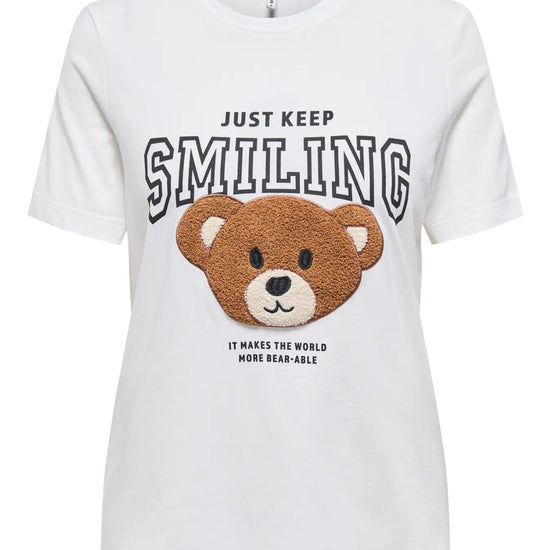 Only ONLTERESA T-Shirt Donna Bianco Cloud Dancer 15316954 Cloud Dancer Smiling ONLY 