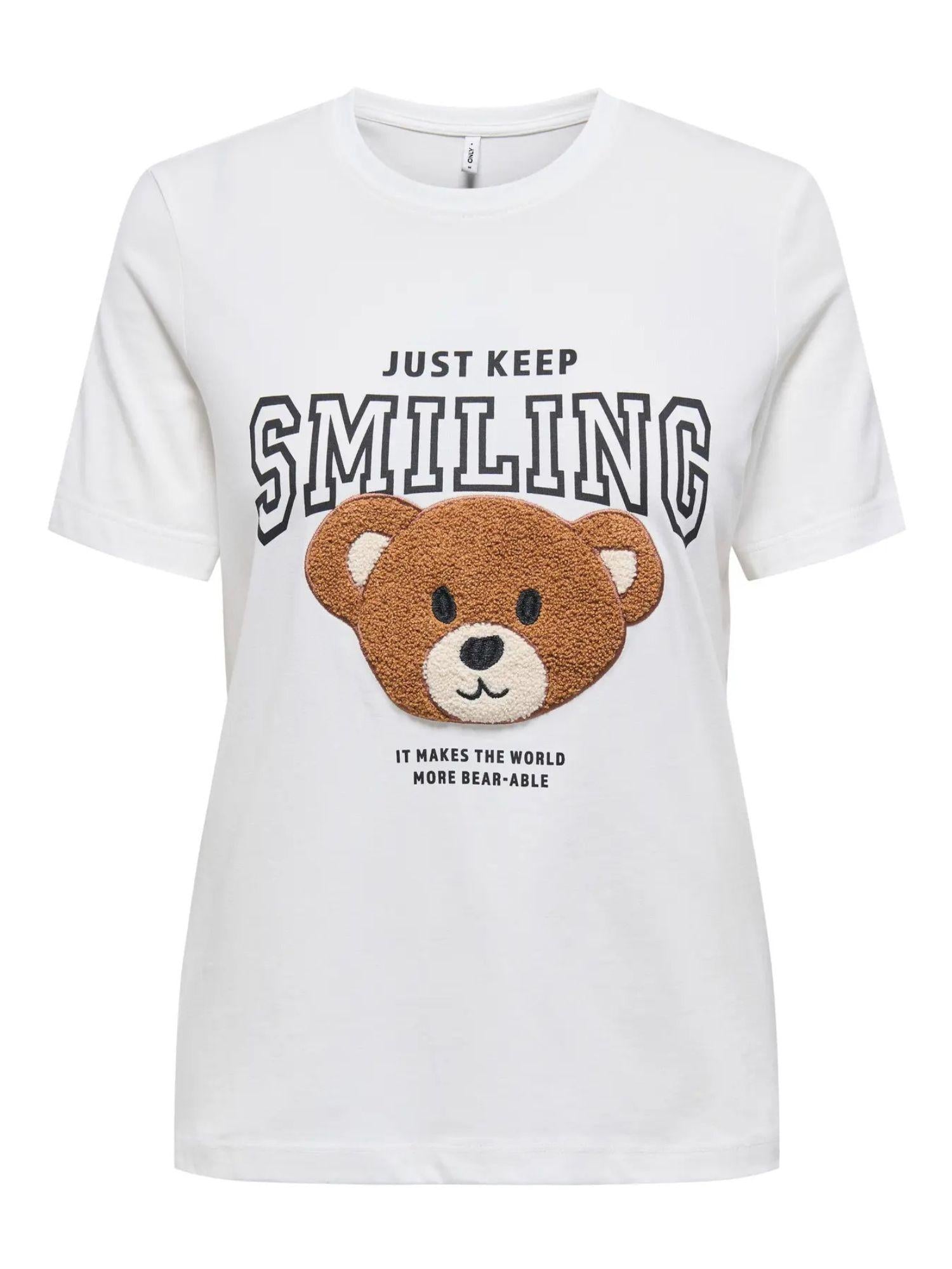 Only ONLTERESA T-Shirt Donna Bianco Cloud Dancer 15316954 Cloud Dancer Smiling ONLY 