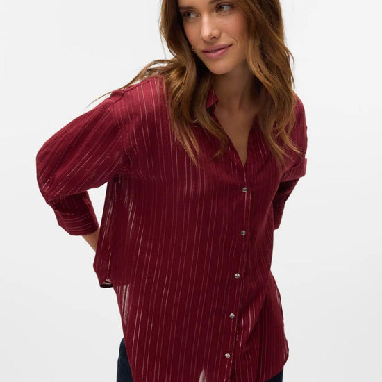 Vero Moda VMOLLA Camicia 3/4 Donna Syrah Silver lurex 10329382 Syrah VERO MODA 