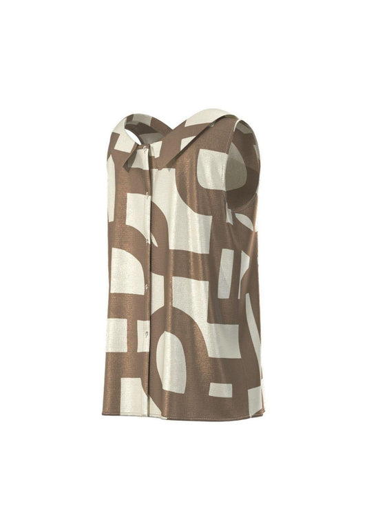 Emme Marella - Women's Tank Top Rubberized Taupe Geometric