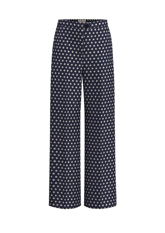 Emme Marella - Women's Baobab Trousers Blue Diamond Pattern