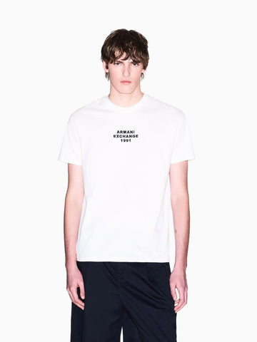 T-shirt Armani Exchange Regular Fit con Logo Lettering Uomo Bianco