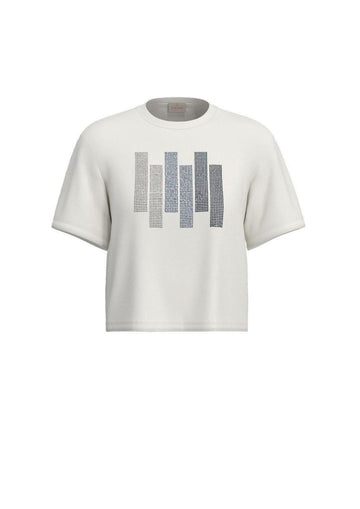 Emme Marella T-Shirt Donna Emmtessile Bianca Stampa Hotfix Blu