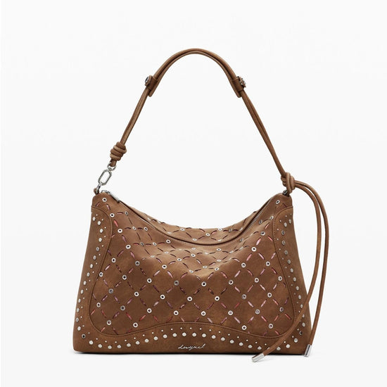 Desigual Borsa effetto pelle traforata media Donna Marrone 25WAXPB5 6011 DESIGUAL 