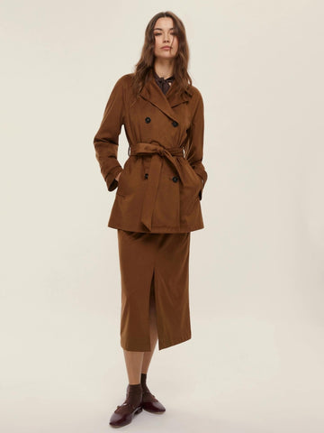 Emme Marella Women's Trench Coat in Team Chocolate Jersey