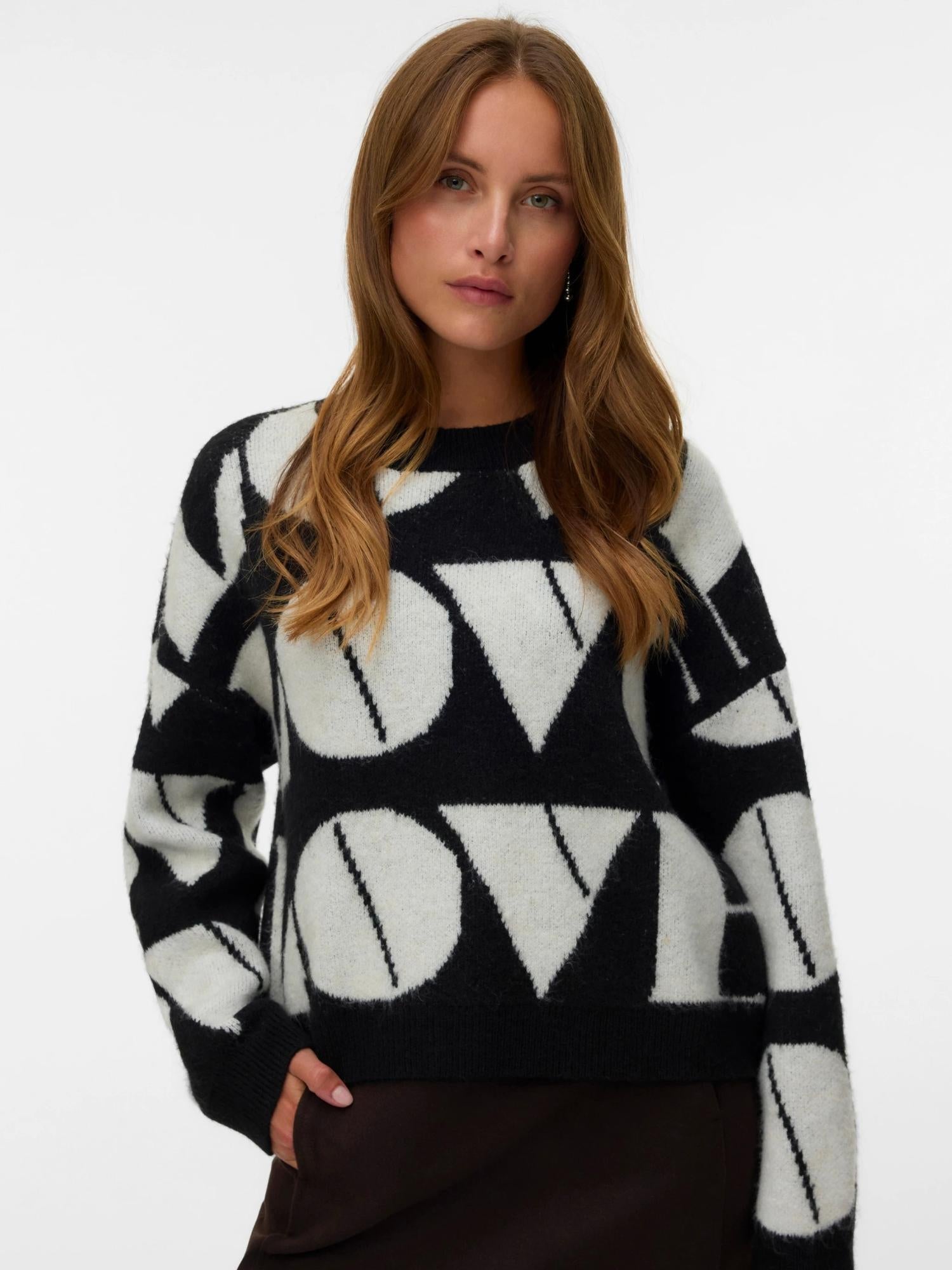 Vero Moda VMLOVE Pullover Donna Nero 10331432 Black W. BIRCH BIG LOVE VERO MODA 