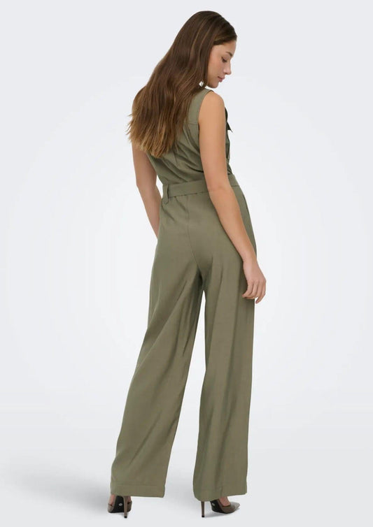 Women's Green Canvas Jumpsuit