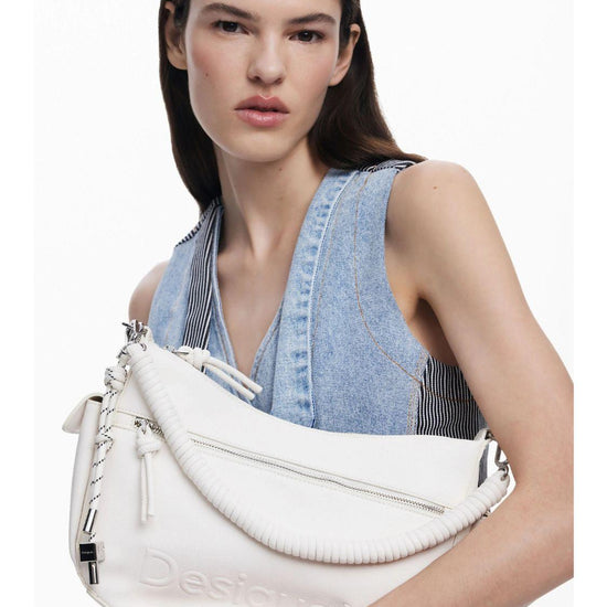Desigual Borsa ovale logo 3D Donna Bianco 25SAXPBV 1000 DESIGUAL 