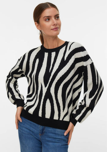 Vero Moda Maglione Donna Siljeanimal Nero Animalier