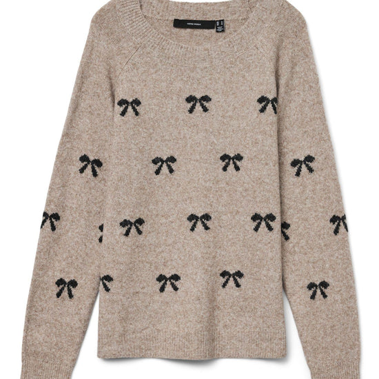 Vero Moda Pullover Donna Doffy Beige e Bianco 10330790 Woodrose W. WHITE HEARTS VERO MODA 