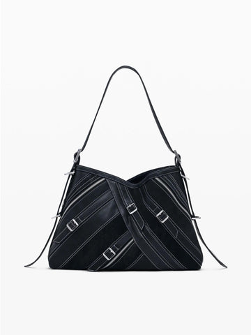 Desigual Borsa effetto pelle con fibbie media Donna Nero