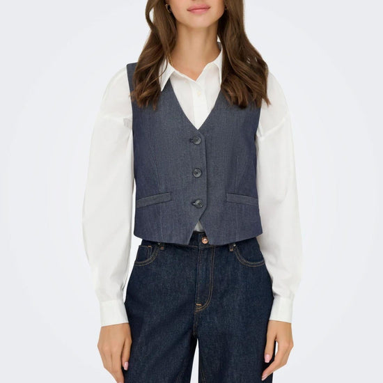 Jacqueline De Yong Gilet Donna Anthony Blu Denim 15358634 Dark Blue Denim JACQUELINE DE YONG 