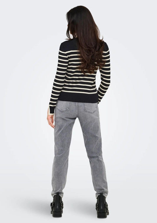 Only Onlkalana Pullover Donna Nero e Bianco 15331331 Black Whitecap Grey ONLY 