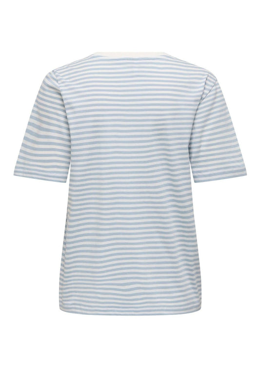 Only - Women's Happy White and Blue T-Shirt