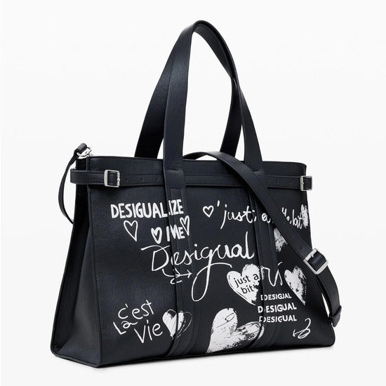 Desigual Shopper effetto pelle con lettere grande Donna Nero 25WAXPA5 2000 DESIGUAL 