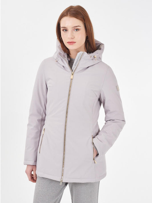 Yes Zee Cappotto Softshell con Cappuccio e Coulisse Donna Grigio Perla O088 M200 0819 YES ZEE 