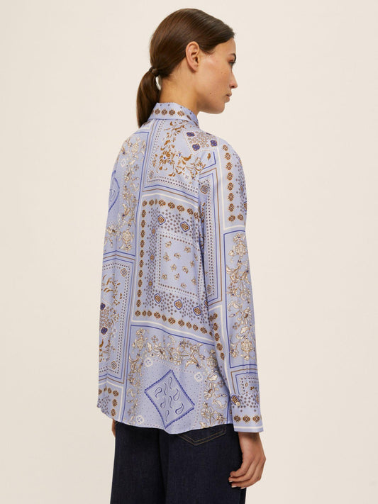 Emme Marella Women's Printed Viscose Twill Shirt, Brunico, Light Blue