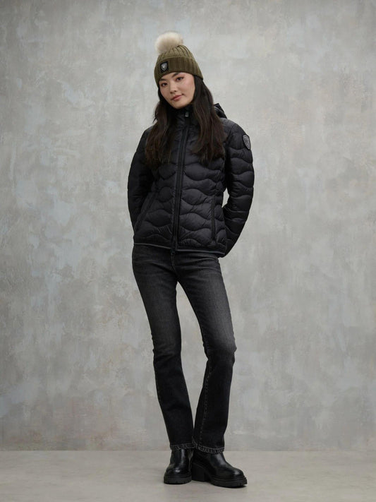 Blauer Camelia Women's Down Jacket in Black with Beige Interior