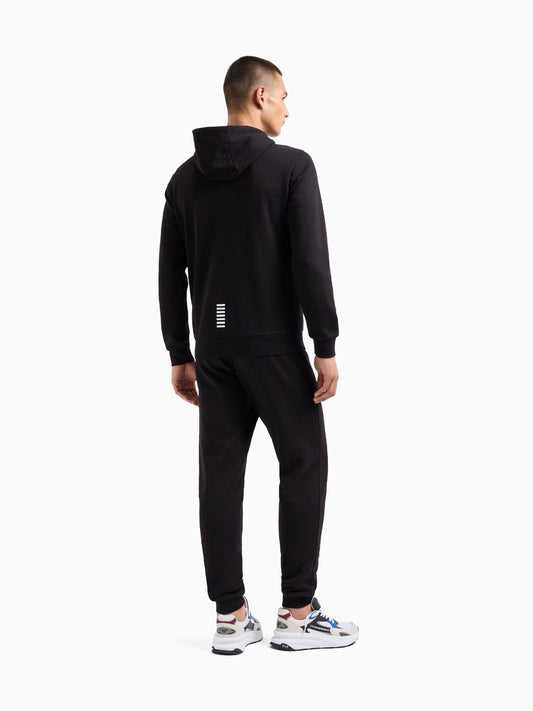 EA7 Emporio Armani Men's Core Identity Tracksuit with Hood in Black Cotton Blend