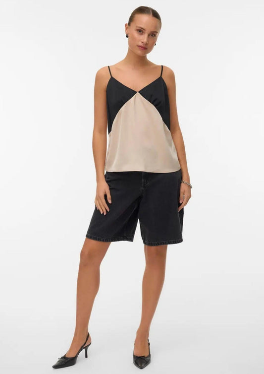 Vero Moda - Women's Top Joi Black and Cement Grey