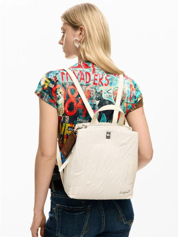 Desigual - Zaino Donna Backhelium Mini Ecru Bianco