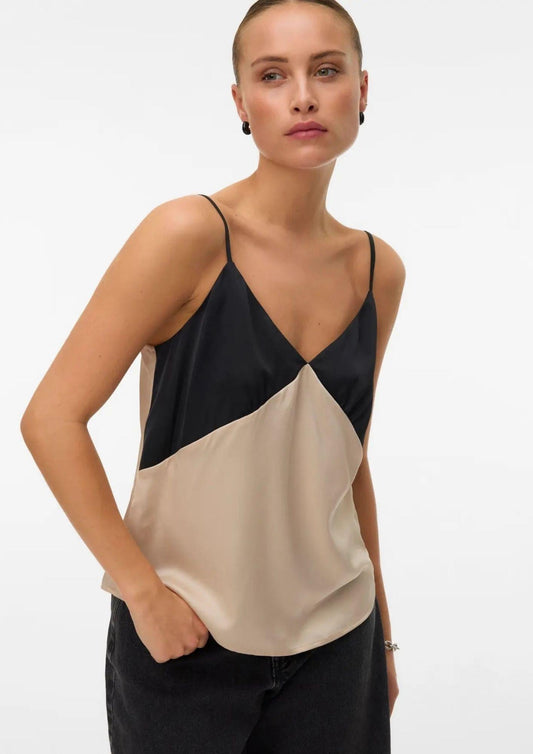 Vero Moda - Top Donna Joi Nero e Grigio Cemento