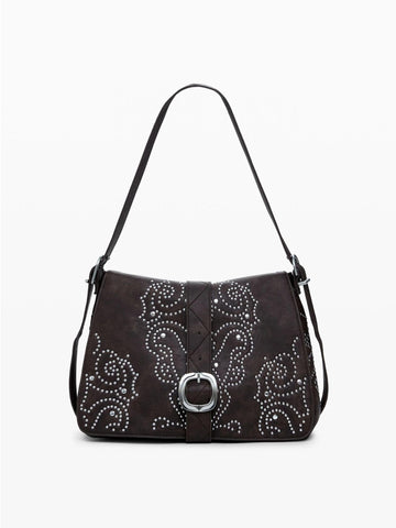 Desigual Borsa effetto pelle con fibbia media Donna Marrone