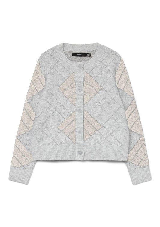 Vero Moda Cardigan Donna Dae Grigio Chiaro Dettagli Beige 10334877 W. BIRCH + SILVER LUREX VERO MODA 