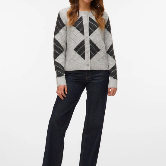 Vero Moda Cardigan Donna Dae Grigio Chiaro Dettaglia Grigio scuro 10334877 W. DGM + SILVER LUREX VERO MODA 