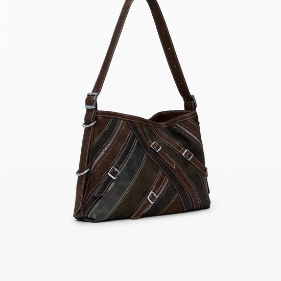 Desigual Borsa a spalla media con cuciture Donna Marrone 25WAXPAB 6075 DESIGUAL 