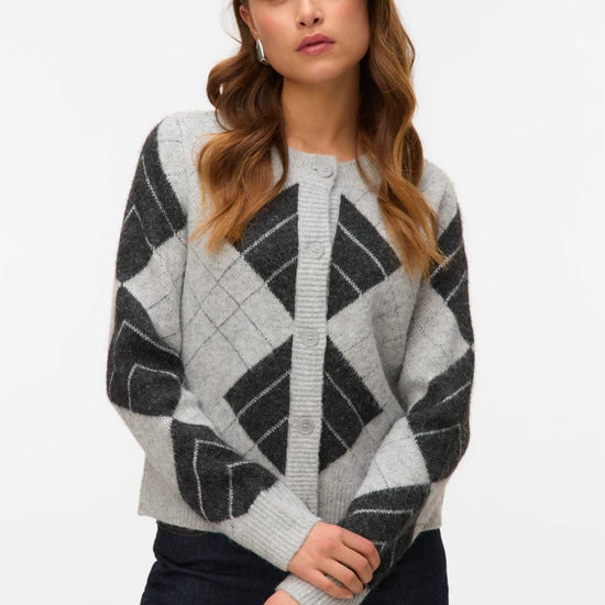 Vero Moda Cardigan Donna Dae Grigio Chiaro Dettaglia Grigio scuro 10334877 W. DGM + SILVER LUREX VERO MODA 