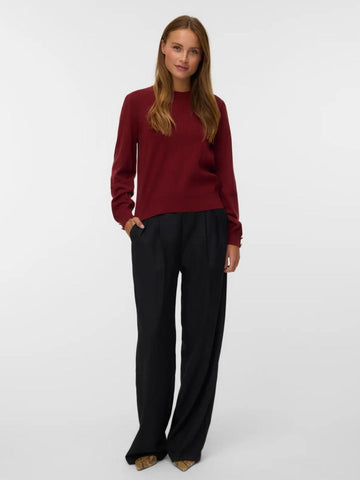 Vero Moda Women's Hollykaris Sweater in Syrah Red